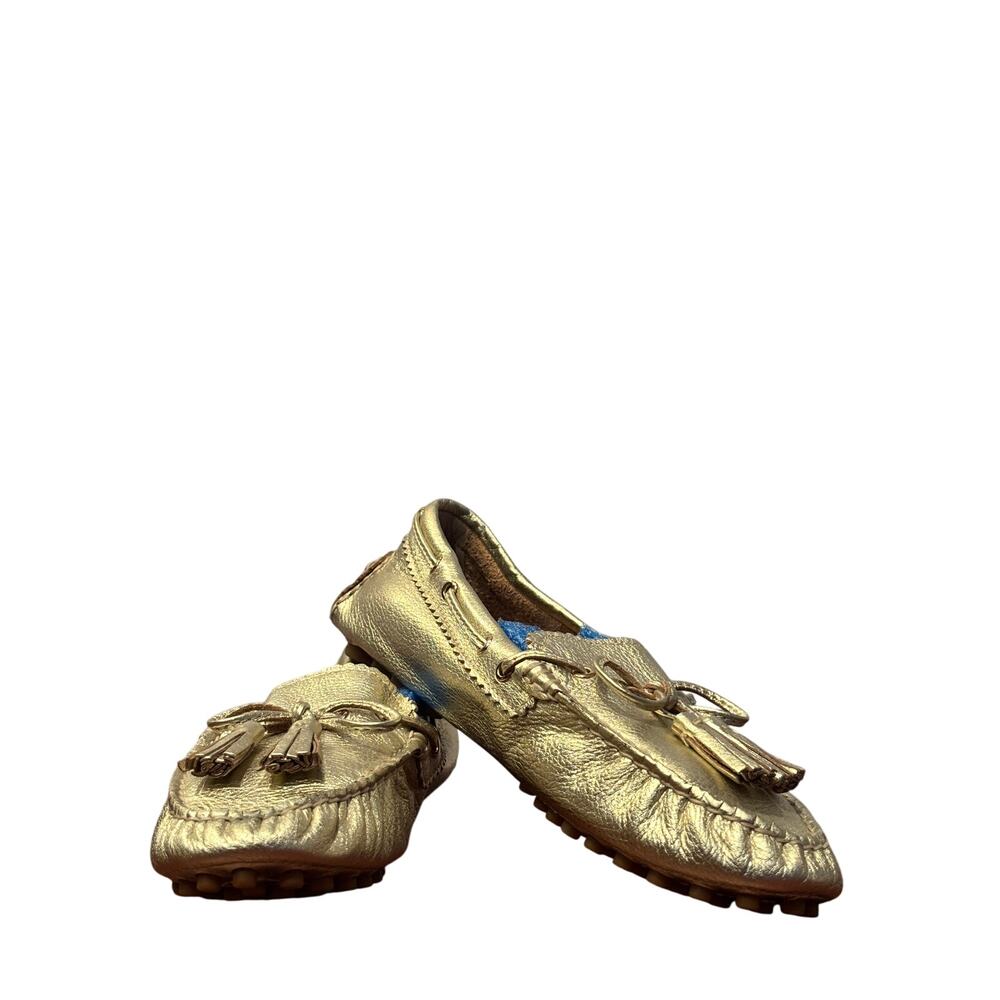 COACH Nadia Driver Metallic Gold Leather Loafer Moccasins Women Shoe Sz 7 M